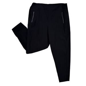 ATHLETA Women's Joggers Black Size 16 Pockets W/ Zippers Elastic Waist Nylon EUC